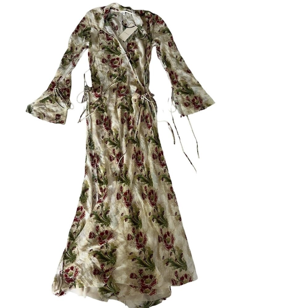bec + bridge Floral Wrap Dress - Green and Red